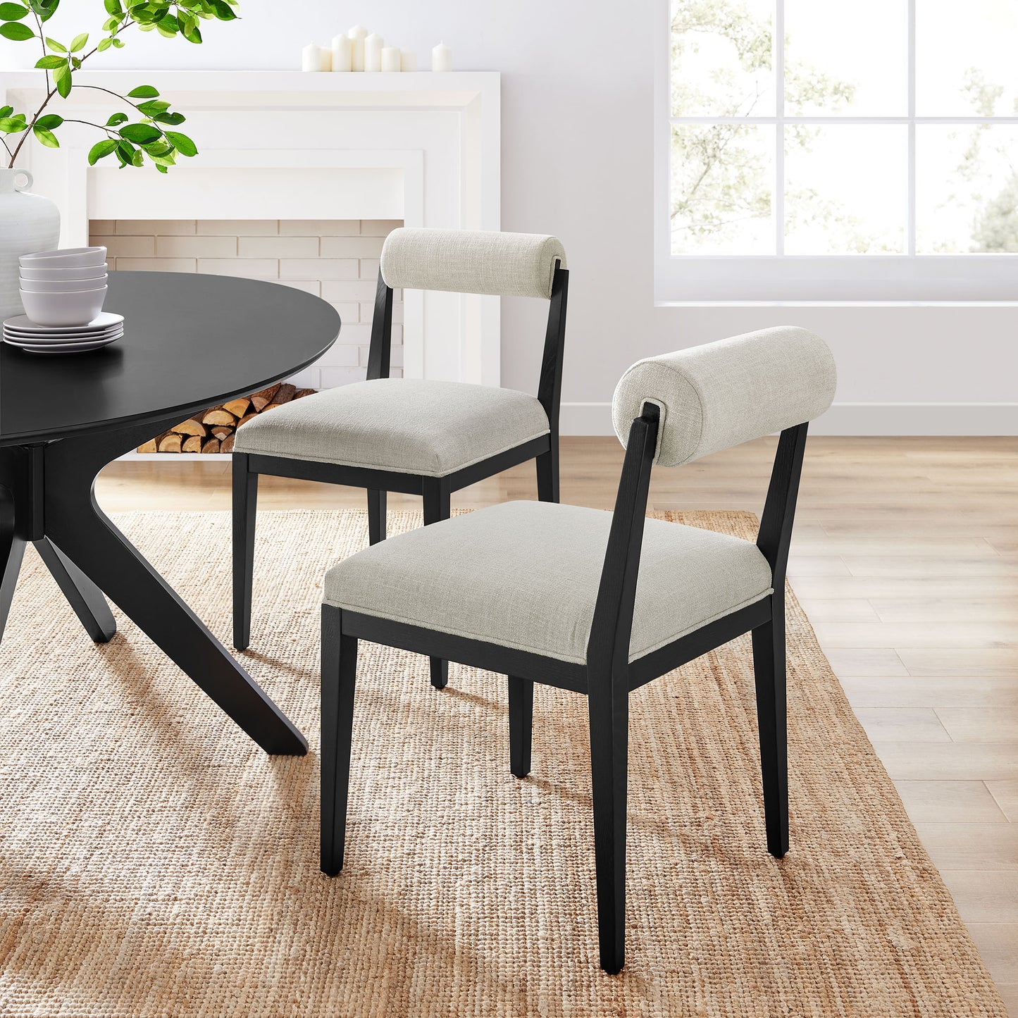 Blaise Fabric Dining Chair Set of 2 in Linen