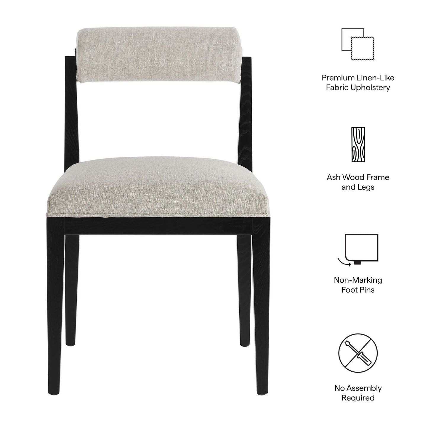 Blaise Fabric Dining Chair Set of 2 in Linen