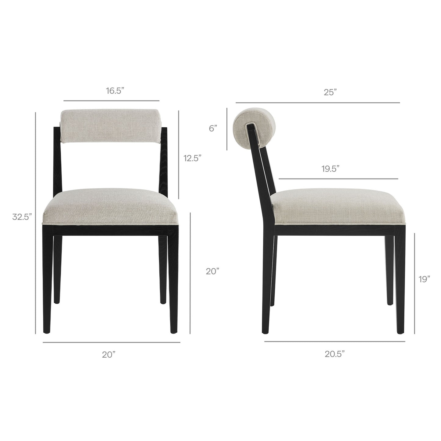 Blaise Fabric Dining Chair Set of 2 in Linen