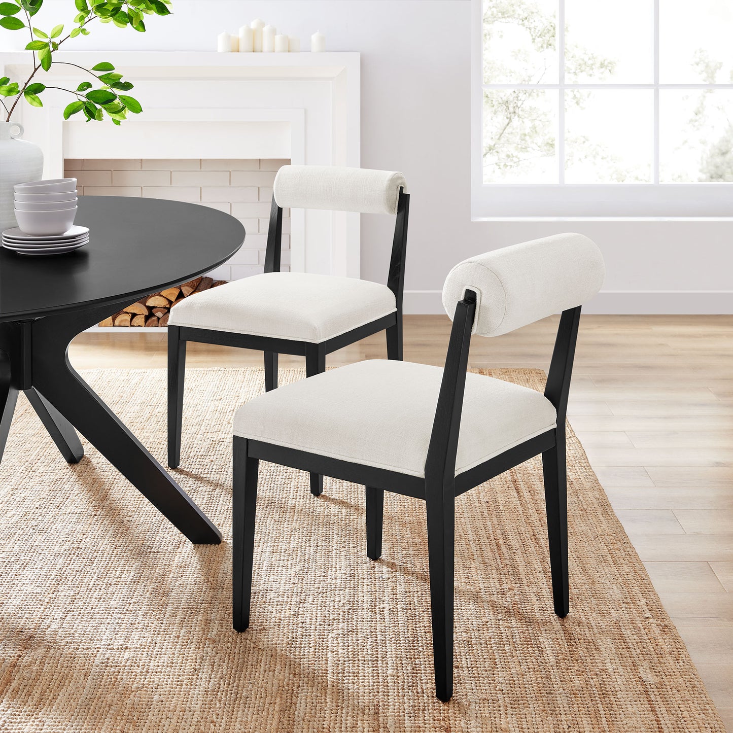 Blaise Fabric Dining Chair Set of 2 in Salt