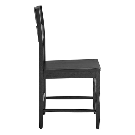 Jax Oak Wood Dining Chair With Wavy Razor Back Set of 2 in Black
