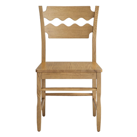 Jax Oak Wood Dining Chair With Wavy Razor Back Set of 2 in Weathered Oak