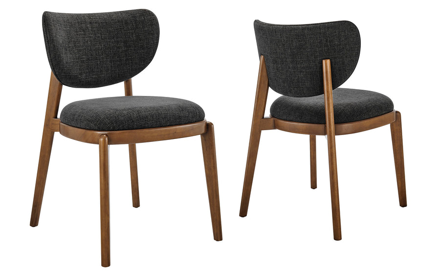 Quilla Fabric Dining Chairs Set of 2 in Ebony