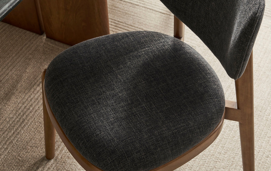 Quilla Fabric Dining Chairs Set of 2 in Ebony