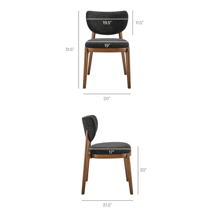 Fenwick Fabric Dining Chairs Set of 2 in Ebony