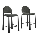 Magnus Upholstered Fabric Counter Stools Set of 2 in Black Anthracite