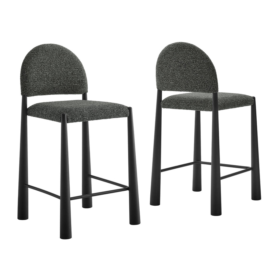 Magnus Upholstered Fabric Counter Stools Set of 2 in Black Anthracite