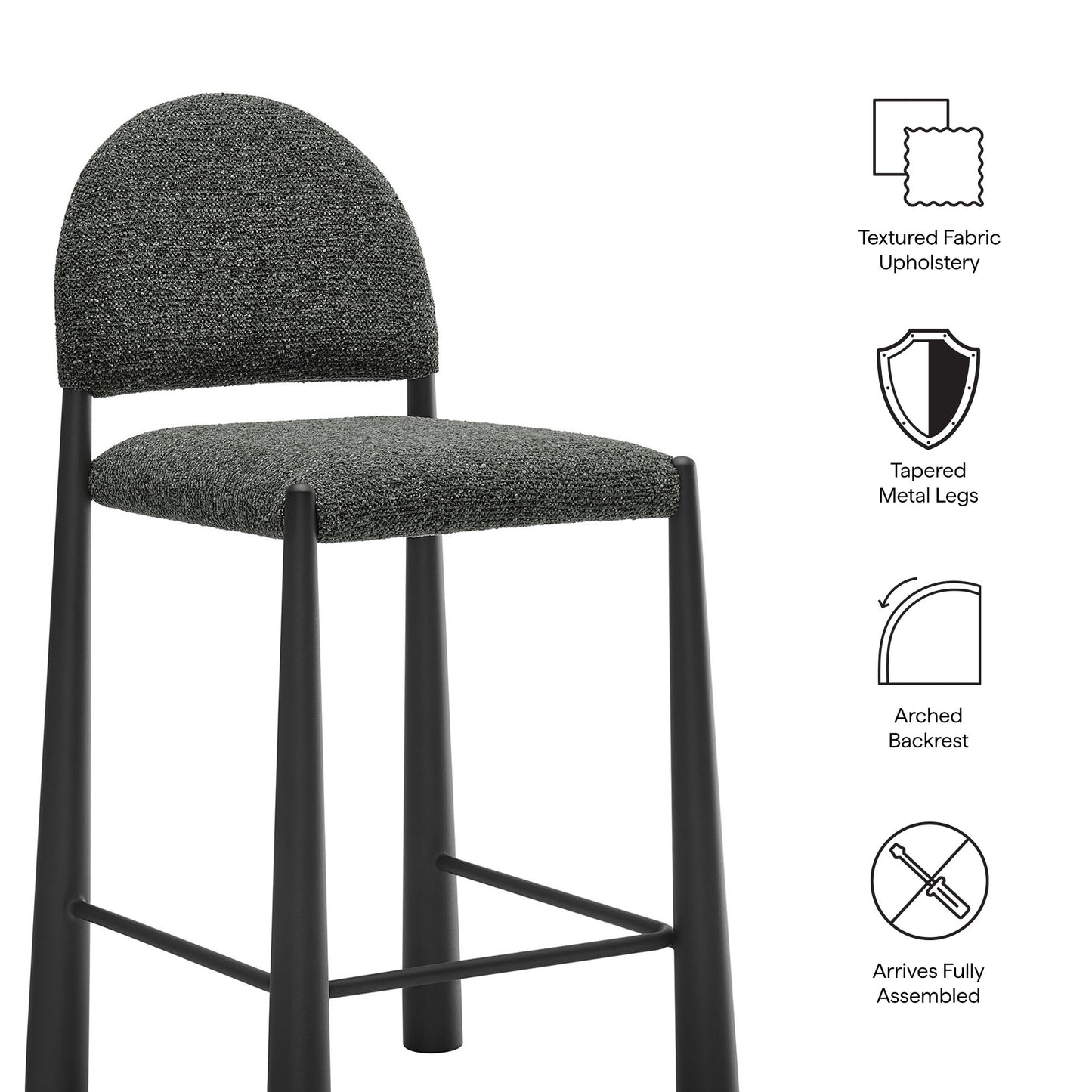 Magnus Upholstered Fabric Counter Stools Set of 2 in Black Anthracite