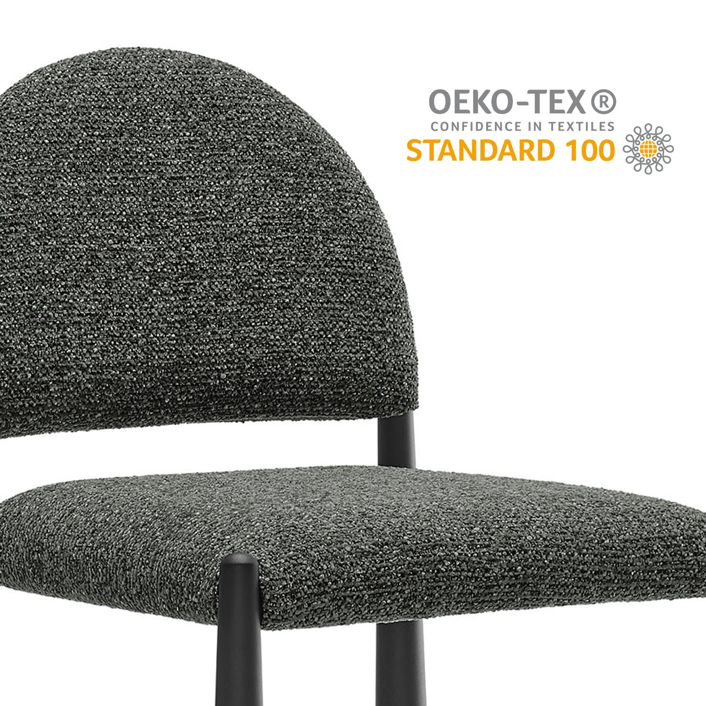 Magnus Upholstered Fabric Counter Stools Set of 2 in Black Anthracite