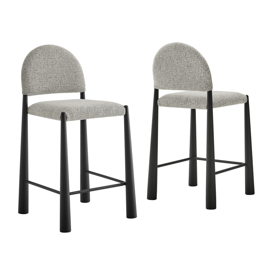 Magnus Upholstered Fabric Counter Stools Set of 2 in Black Camel