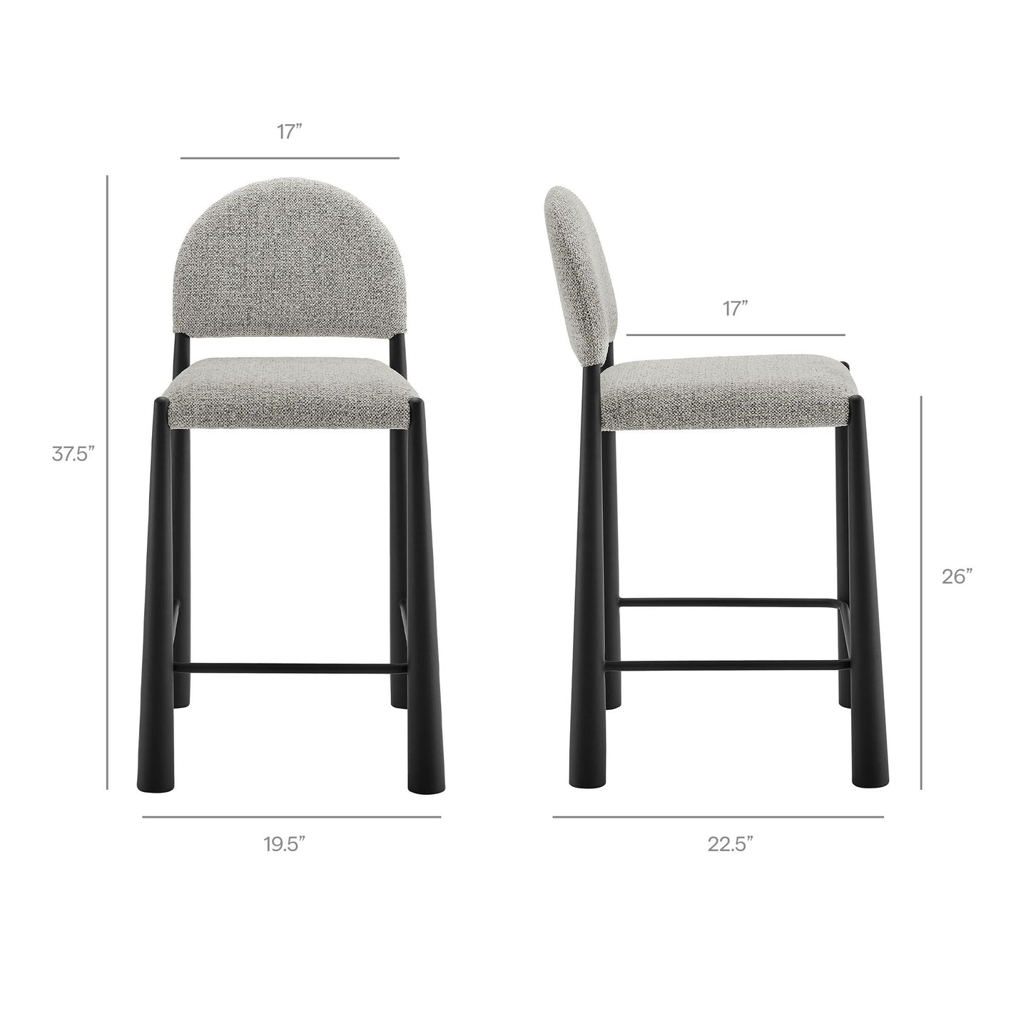 Magnus Upholstered Fabric Counter Stools Set of 2 in Black Camel