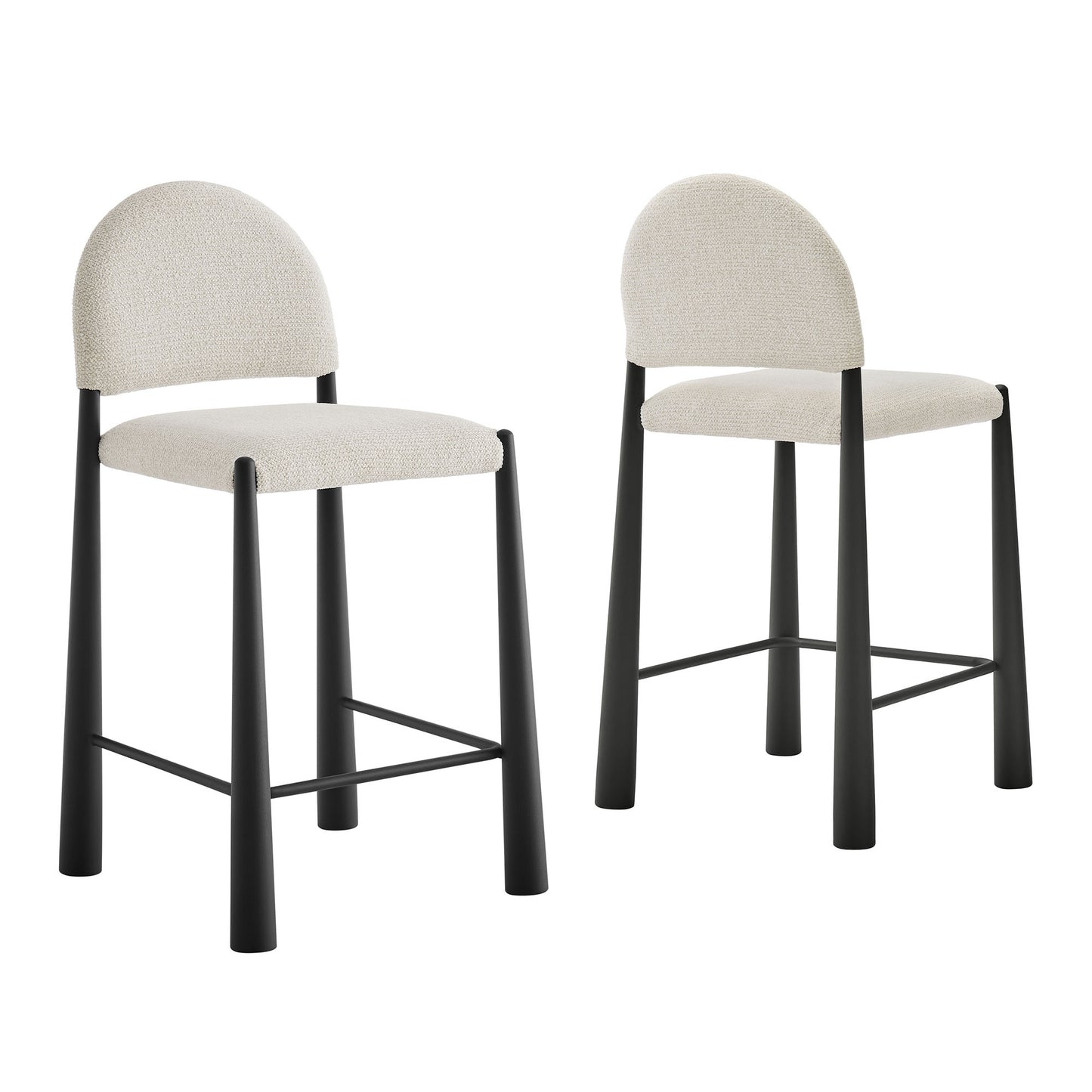 Magnus Upholstered Fabric Counter Stools Set of 2 in Black Cream