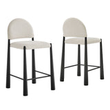 Magnus Upholstered Fabric Counter Stools Set of 2 in Black Cream