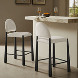 Magnus Upholstered Fabric Counter Stools Set of 2 in Black Cream