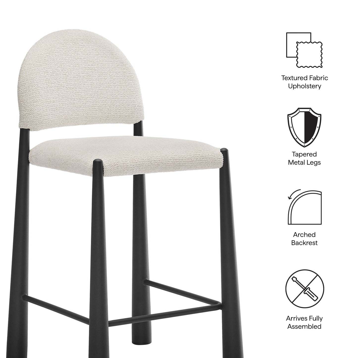 Magnus Upholstered Fabric Counter Stools Set of 2 in Black Cream