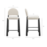 Magnus Upholstered Fabric Counter Stools Set of 2 in Black Cream