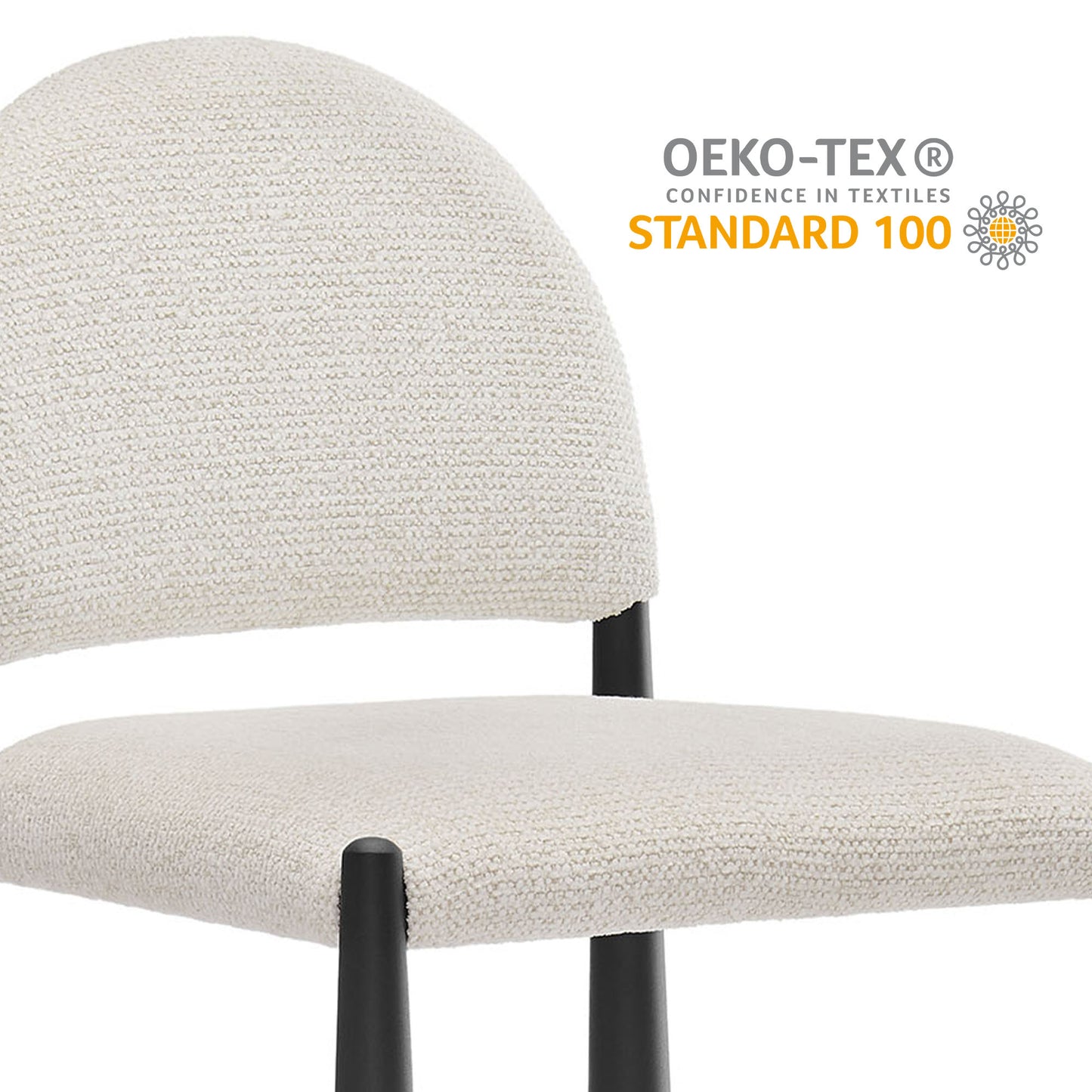 Magnus Upholstered Fabric Counter Stools Set of 2 in Black Cream