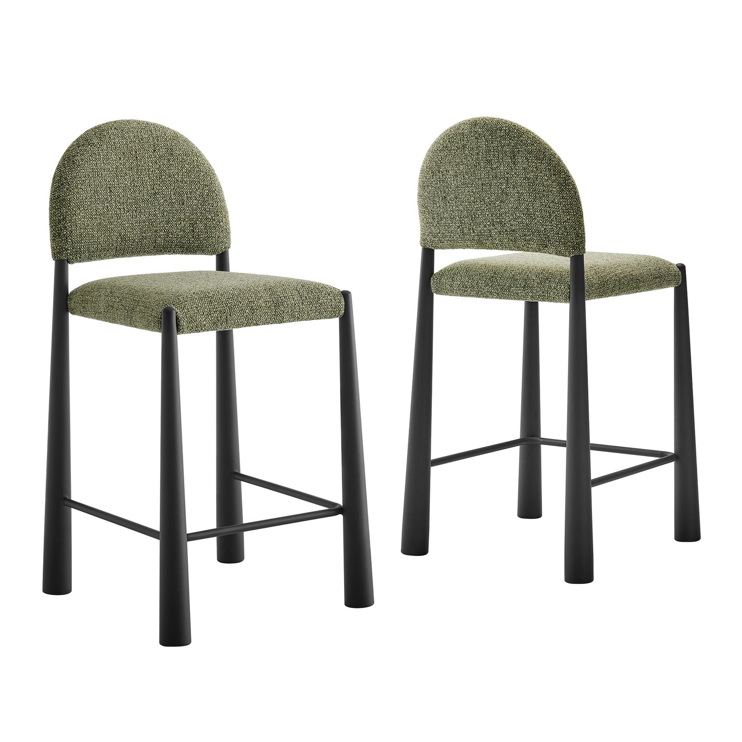 Magnus Upholstered Fabric Counter Stools Set of 2 in Black Leaf