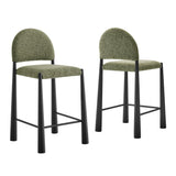 Magnus Upholstered Fabric Counter Stools Set of 2 in Black Leaf