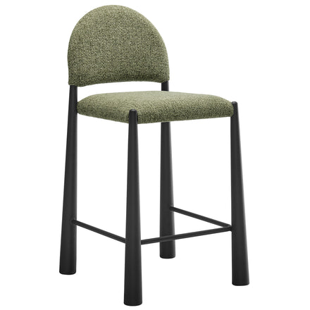 Hayley Upholstered Fabric Counter Stools Set of 2 in Black Leaf