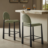 Magnus Upholstered Fabric Counter Stools Set of 2 in Black Leaf