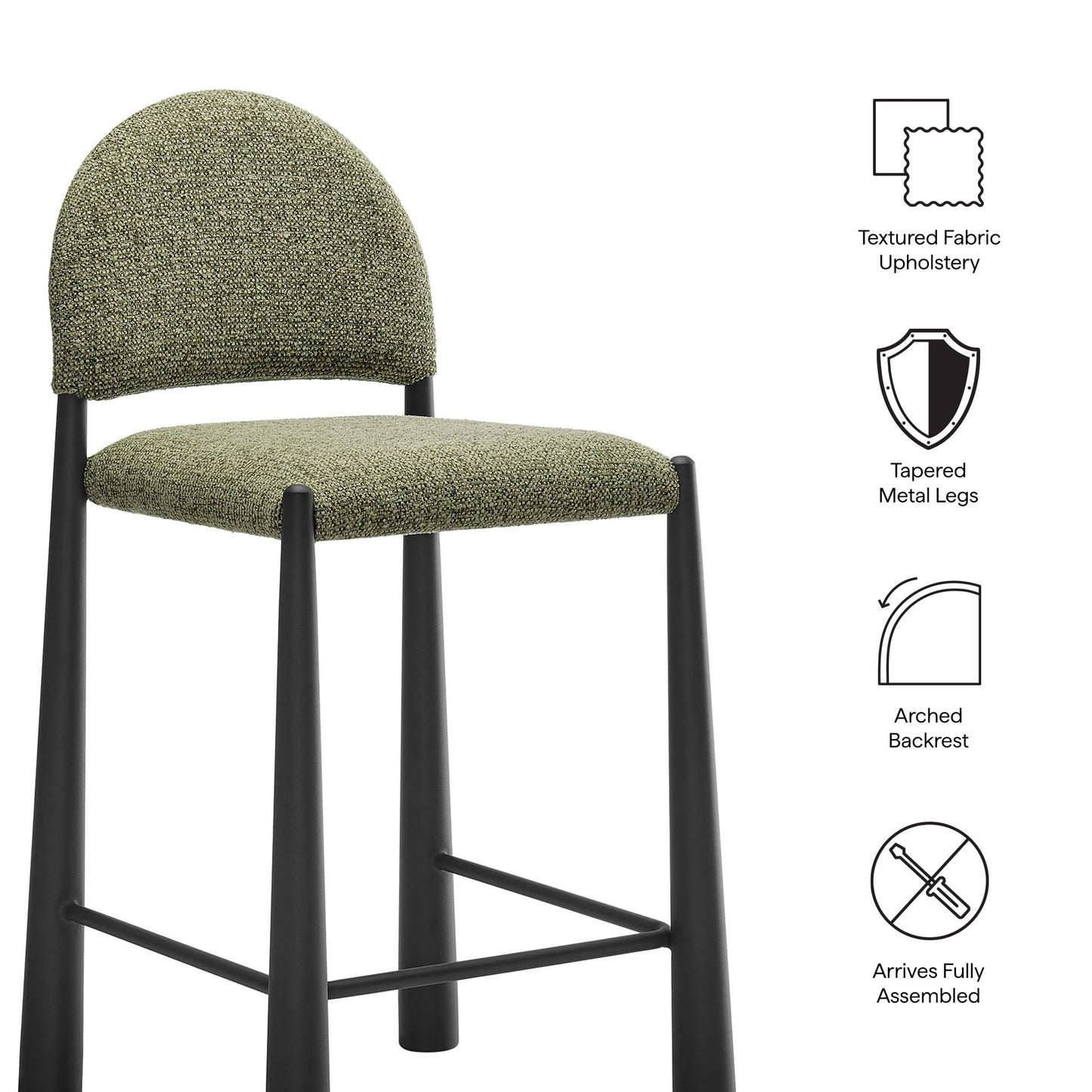Magnus Upholstered Fabric Counter Stools Set of 2 in Black Leaf