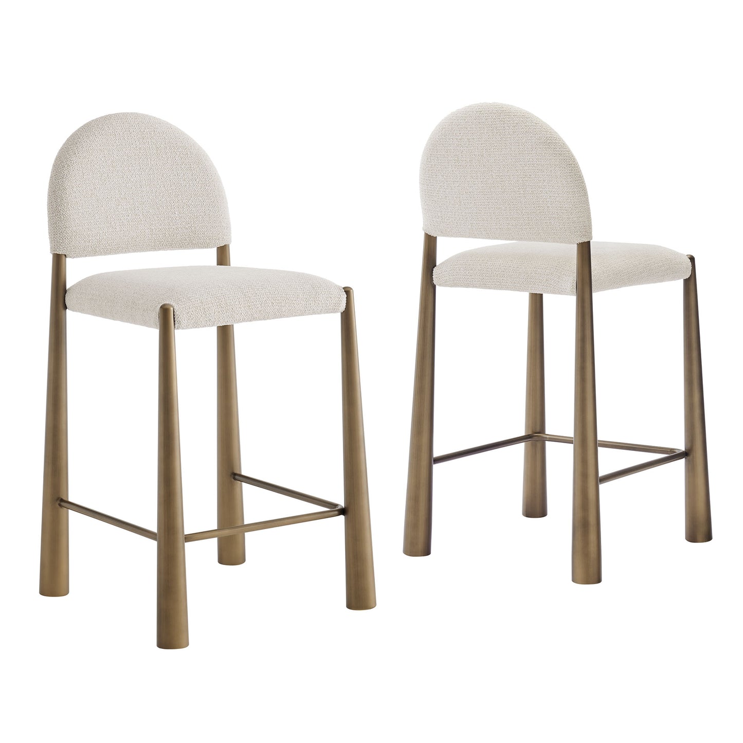 Magnus Upholstered Fabric Counter Stools Set of 2 in Brass Cream