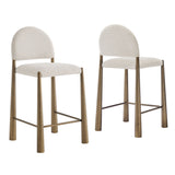 Magnus Upholstered Fabric Counter Stools Set of 2 in Brass Cream