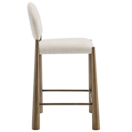 Hayley Upholstered Fabric Counter Stools Set of 2 in Brass Cream