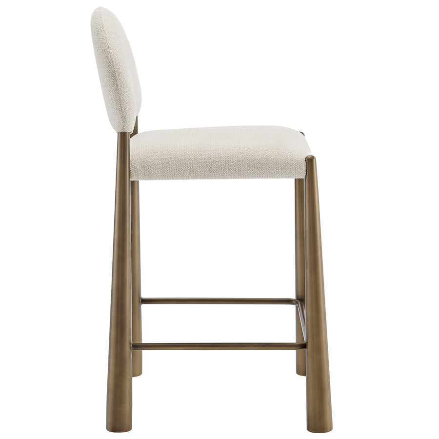 Magnus Upholstered Fabric Counter Stools Set of 2 in Brass Cream
