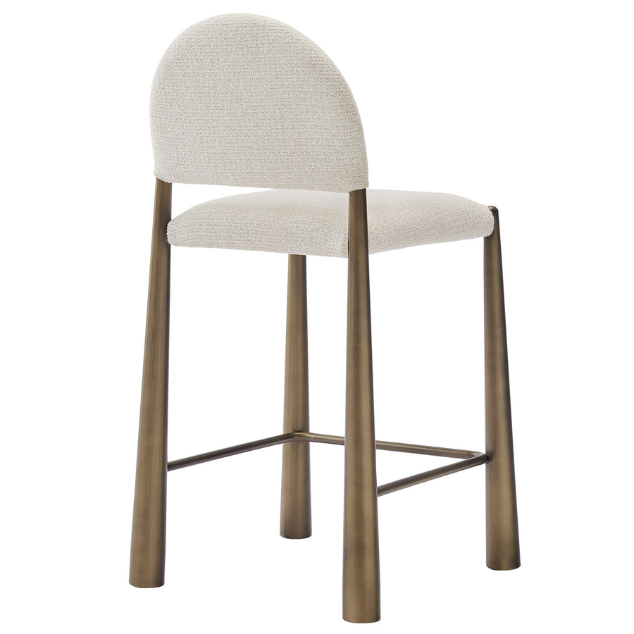 Magnus Upholstered Fabric Counter Stools Set of 2 in Brass Cream