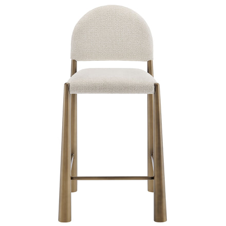 Hayley Upholstered Fabric Counter Stools Set of 2 in Brass Cream