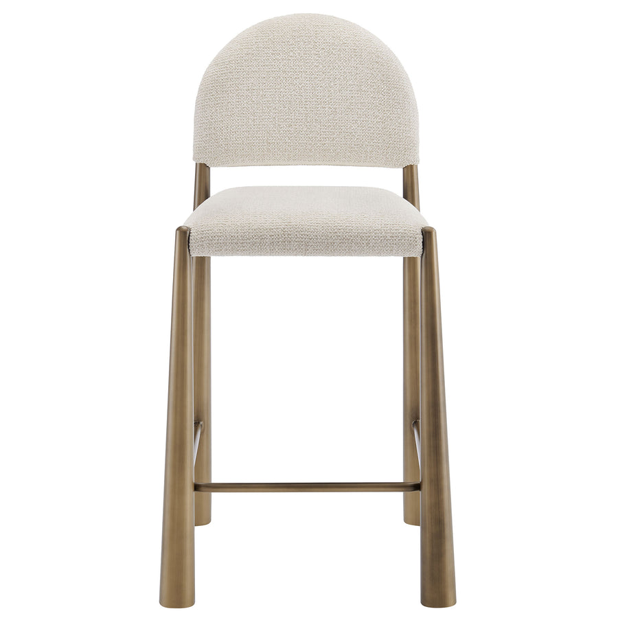 Magnus Upholstered Fabric Counter Stools Set of 2 in Brass Cream