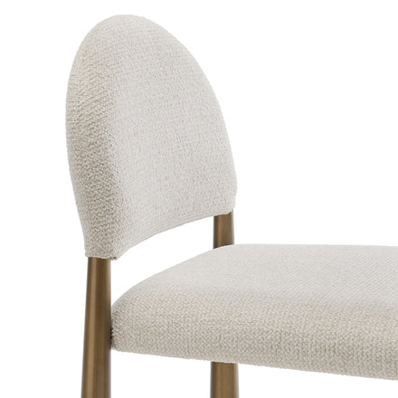 Hayley Upholstered Fabric Counter Stools Set of 2 in Brass Cream