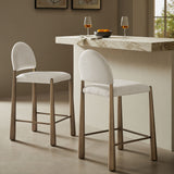 Magnus Upholstered Fabric Counter Stools Set of 2 in Brass Cream