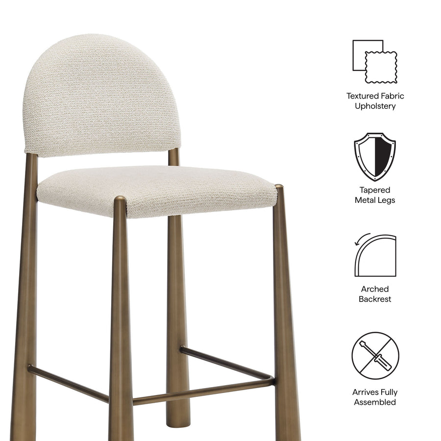 Magnus Upholstered Fabric Counter Stools Set of 2 in Brass Cream