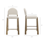 Magnus Upholstered Fabric Counter Stools Set of 2 in Brass Cream
