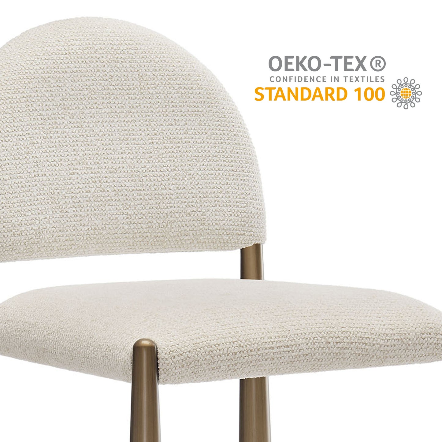Magnus Upholstered Fabric Counter Stools Set of 2 in Brass Cream