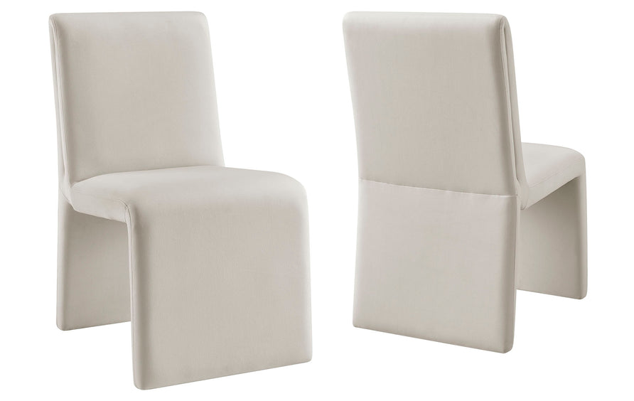 Lime Performance Velvet Dining Side Chair Set of 2 in Alabaster