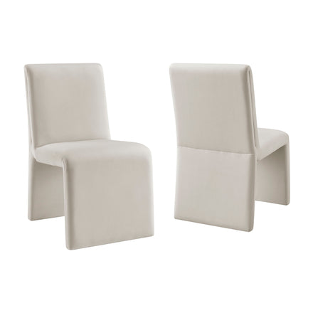 Emory Performance Velvet Dining Side Chair Set of 2 in Alabaster
