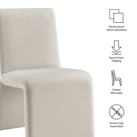 Emory Performance Velvet Dining Side Chair Set of 2 in Alabaster