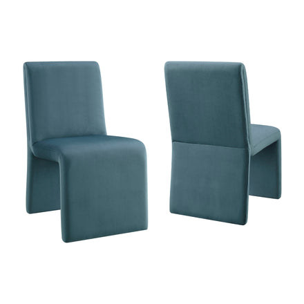 Emory Performance Velvet Dining Side Chair Set of 2 in Cadet Blue