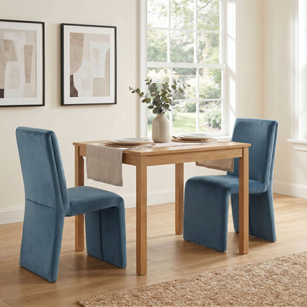 Emory Performance Velvet Dining Side Chair Set of 2 in Cadet Blue
