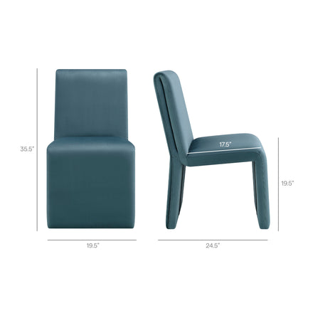 Emory Performance Velvet Dining Side Chair Set of 2 in Cadet Blue