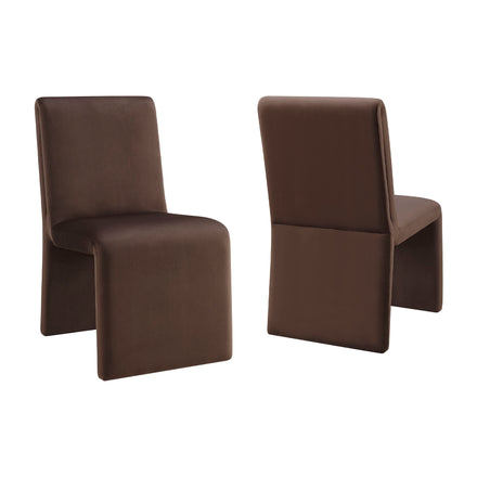 Emory Performance Velvet Dining Side Chair Set of 2 in Chocolate Brown