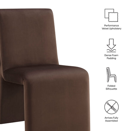Emory Performance Velvet Dining Side Chair Set of 2 in Chocolate Brown