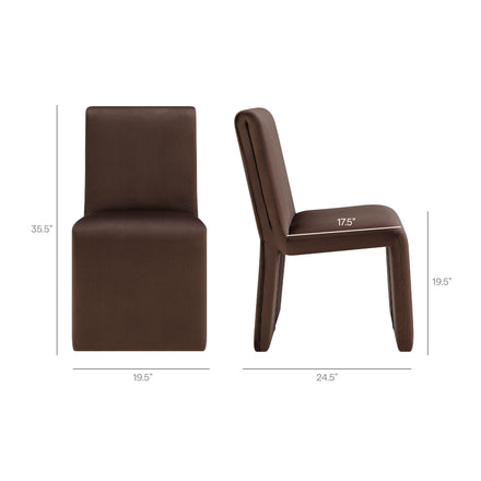 Emory Performance Velvet Dining Side Chair Set of 2 in Chocolate Brown