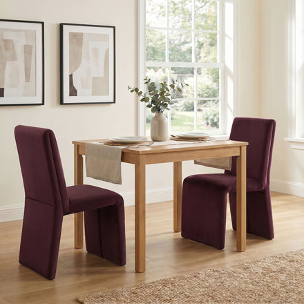 Emory Performance Velvet Dining Side Chair Set of 2 in Mulberry