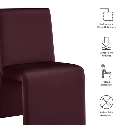 Emory Performance Velvet Dining Side Chair Set of 2 in Mulberry