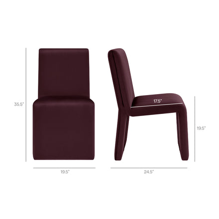 Emory Performance Velvet Dining Side Chair Set of 2 in Mulberry